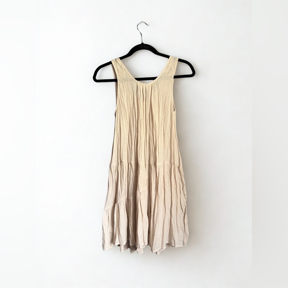 easel Cream Textured Tiered Sleeveless Dress
